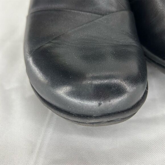 Clarks Women's Channing Essa Black Leather Clogs Size 10 Casual Shoes - Picture 3 of 10